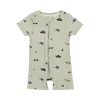 Military Small Ribbed Summer Zip Romper