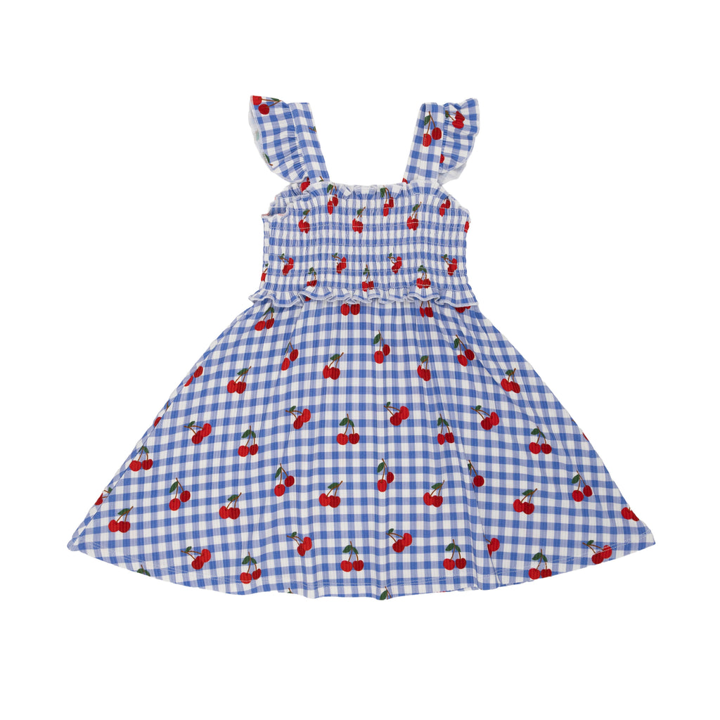 Vintage Cherries Small Ribbed Flutter Sleeve Dress