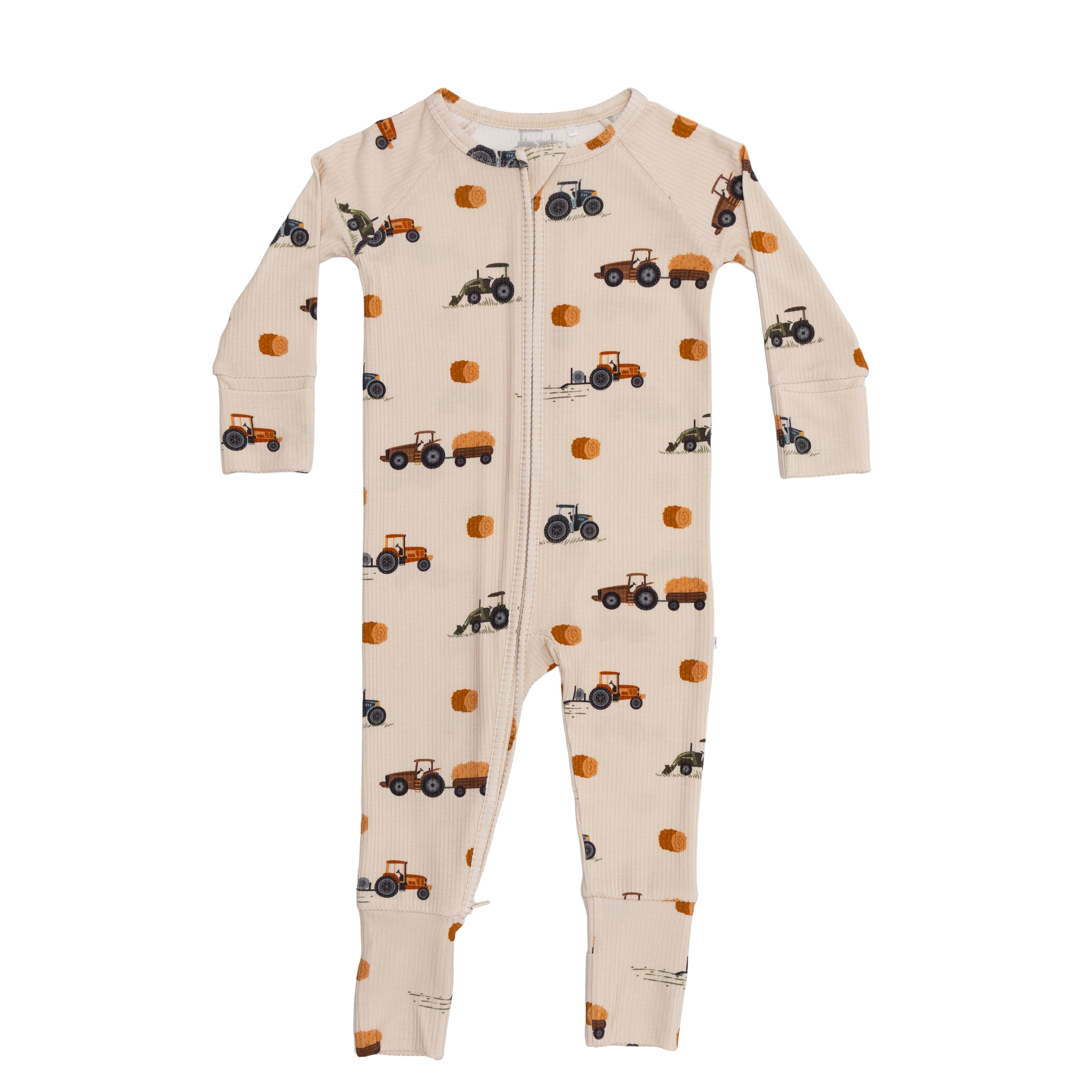 Tractors Small Ribbed Zip Romper