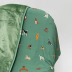 Dogs Green Small Ribbed Adult Blanket