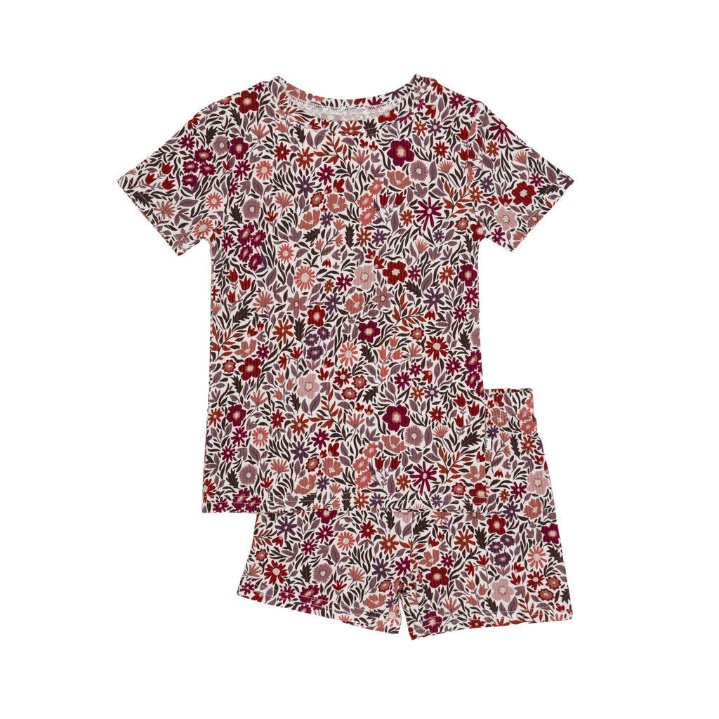 Fall Blooms Small Ribbed Shorts Two-Piece Set