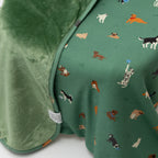 Dogs Green Small Ribbed Adult Blanket