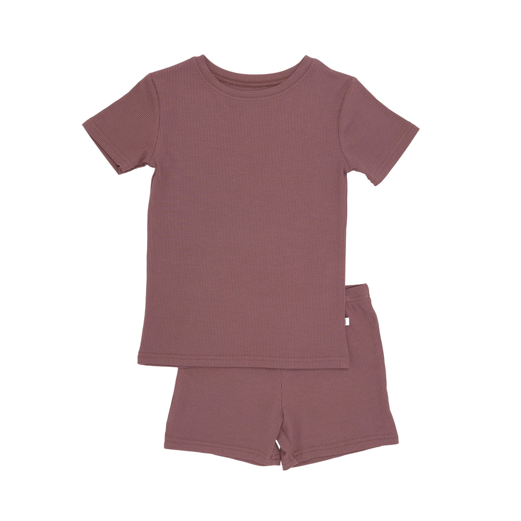 Plum Small Ribbed Shorts Two-Piece Set
