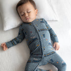 Christmas Trains Small Ribbed Zip Romper