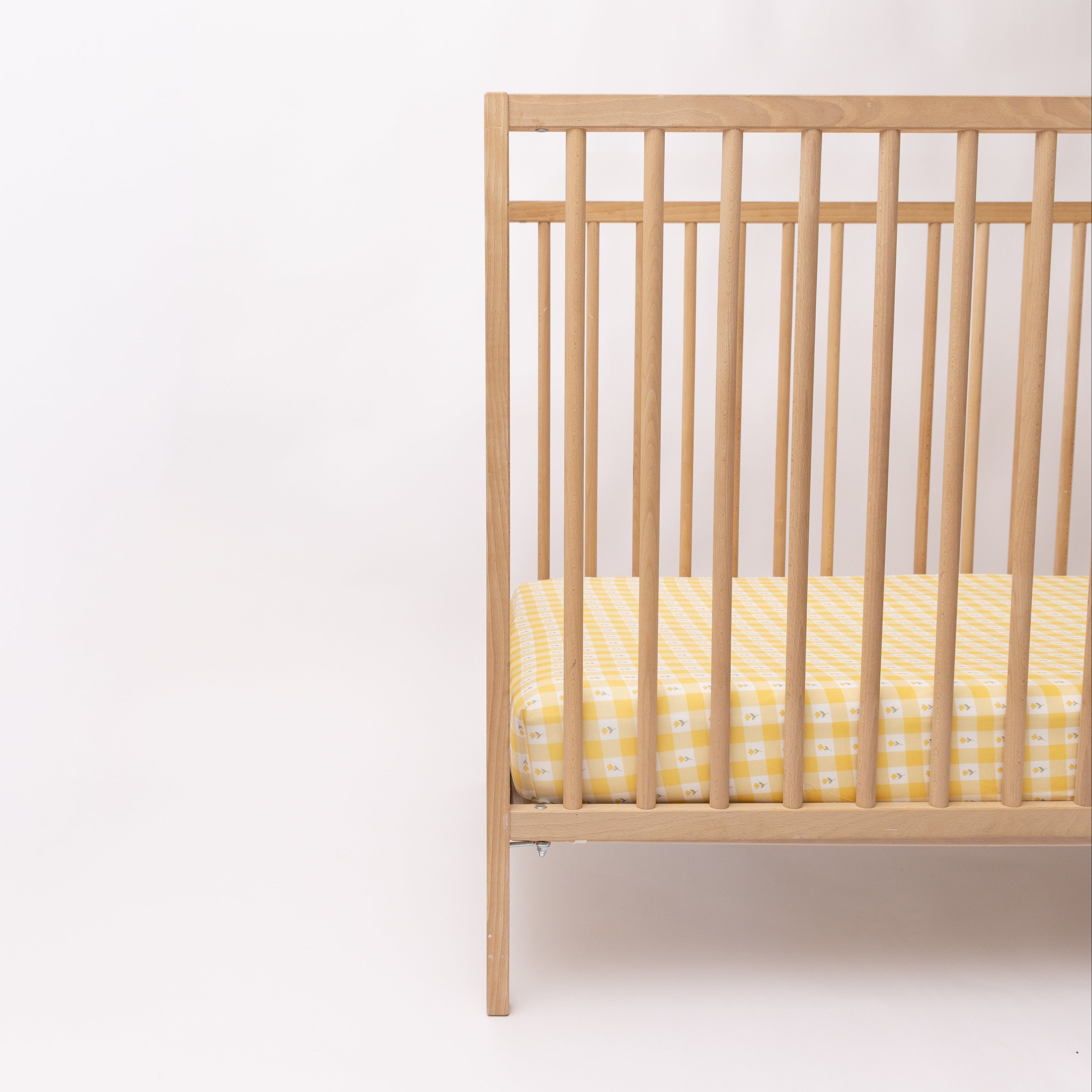 Yellow Gingham Tulip Crib Sheet