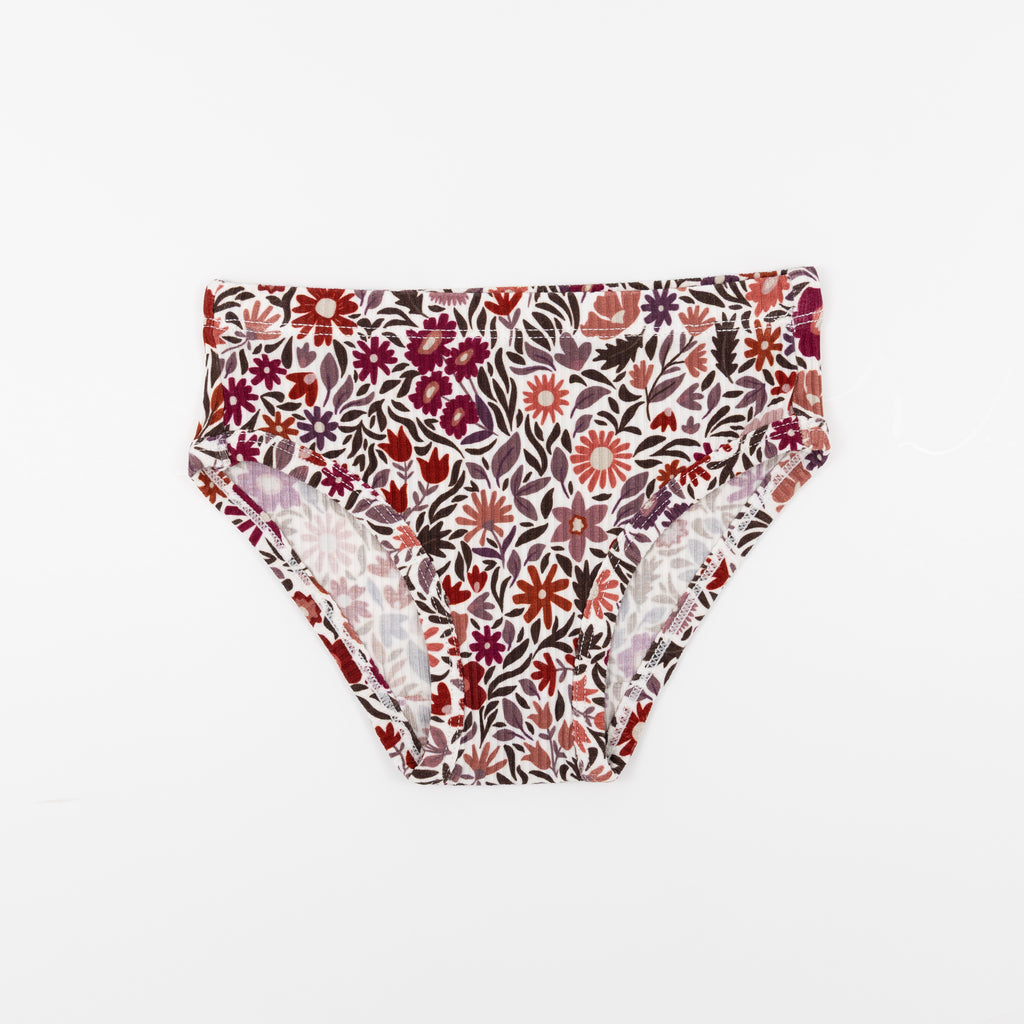 Coquette Bows, Fall Blooms and Plum Small Ribbed Underwear 3 pack