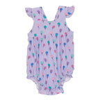 Lilac Daisies Small Ribbed Flutter Sleeve Romper