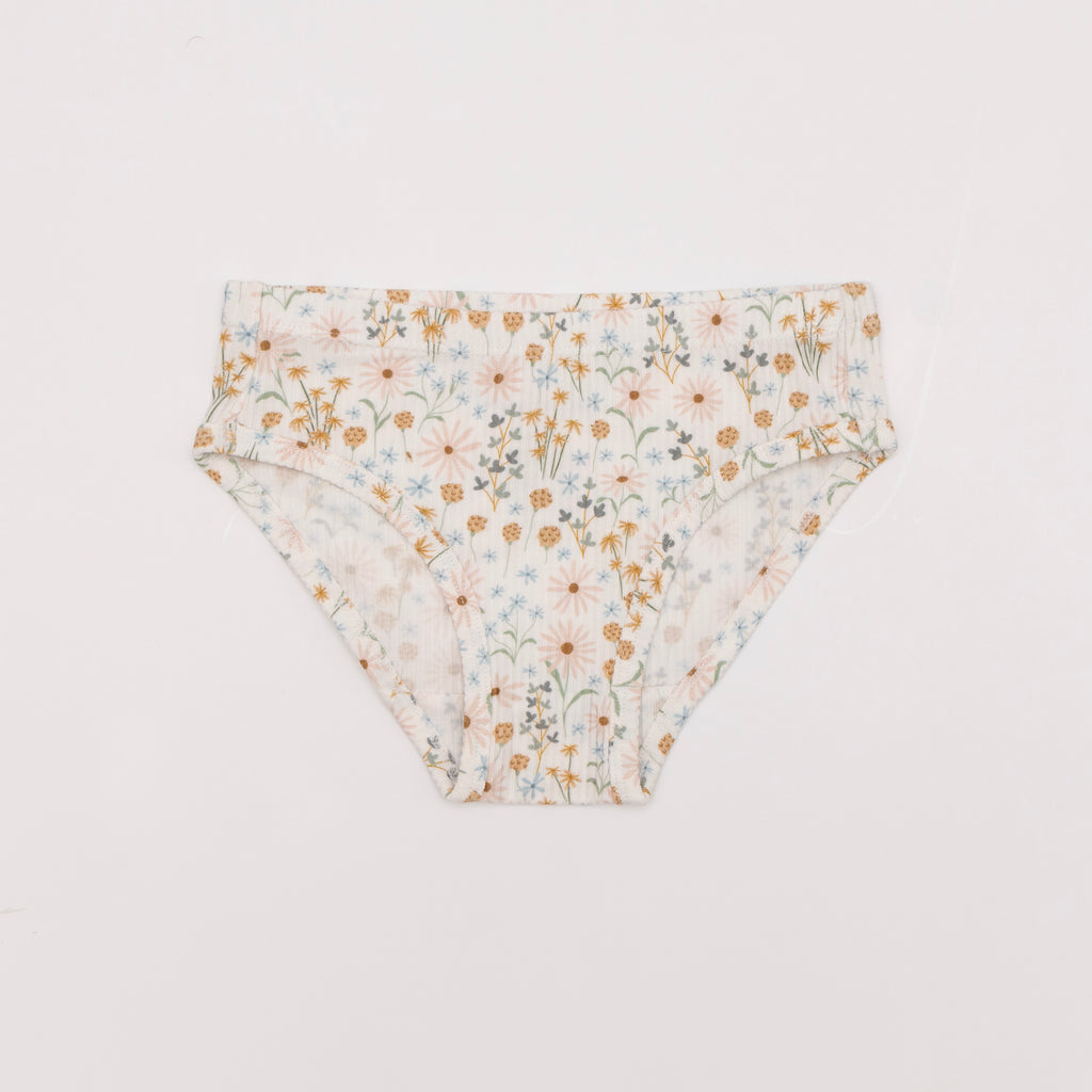 Floral-patterned underwear on a white background