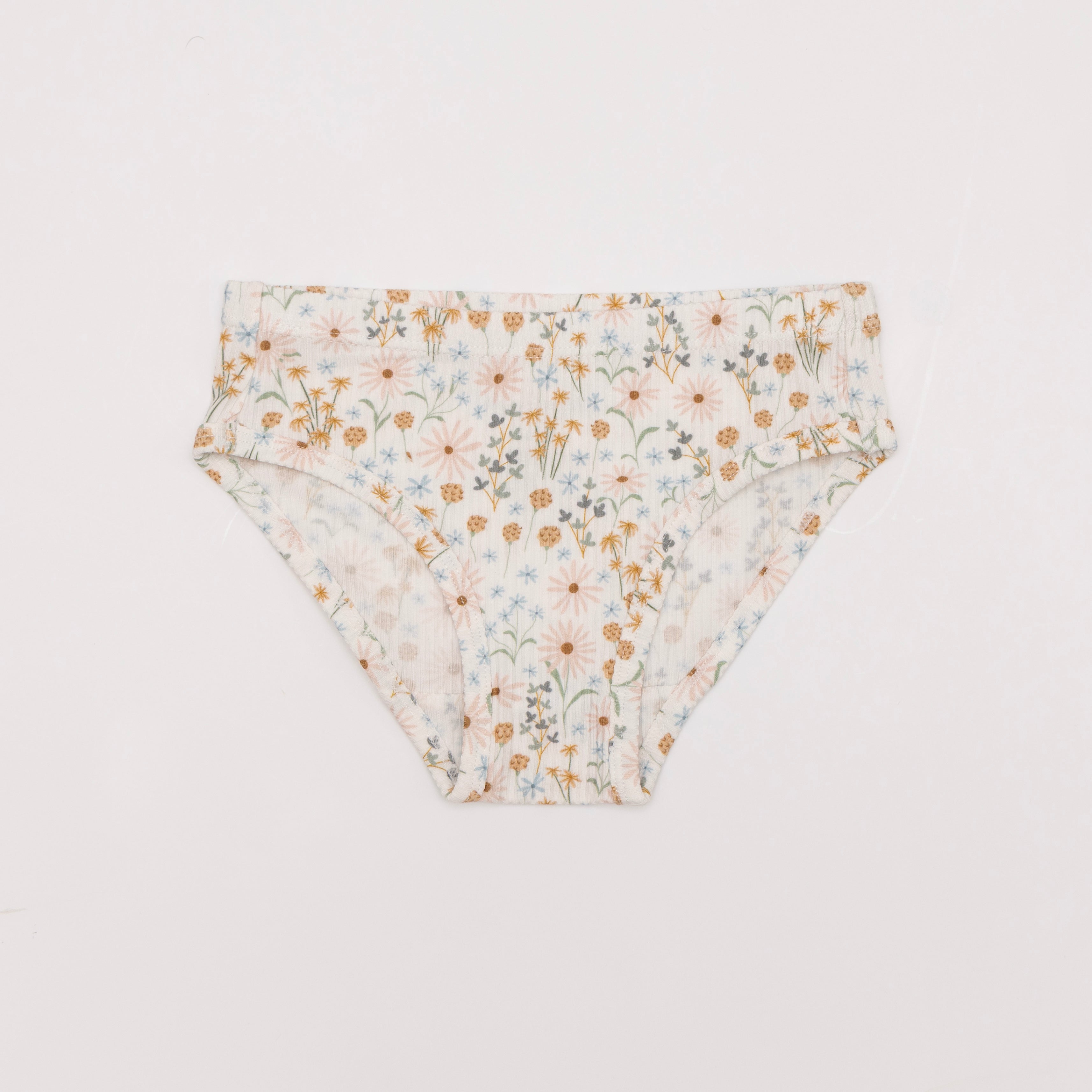 Floral-patterned underwear on a white background