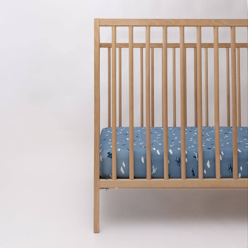 Take Flight Blue Crib Sheet