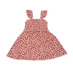 Mauve Floral Small Ribbed Flutter Sleeve Dress