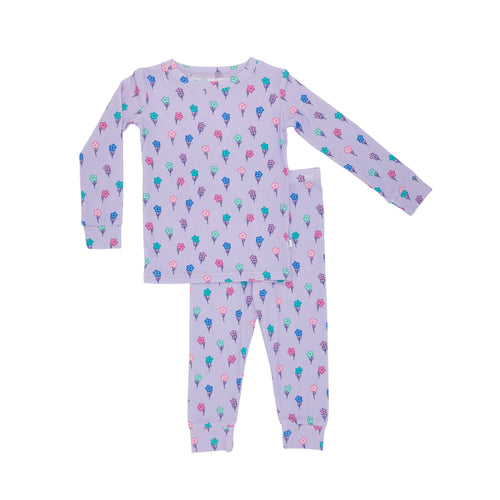 Lilac Daisies Small Ribbed Two-Piece Set
