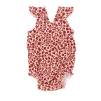 Mauve Floral Small Ribbed Flutter Sleeve Romper