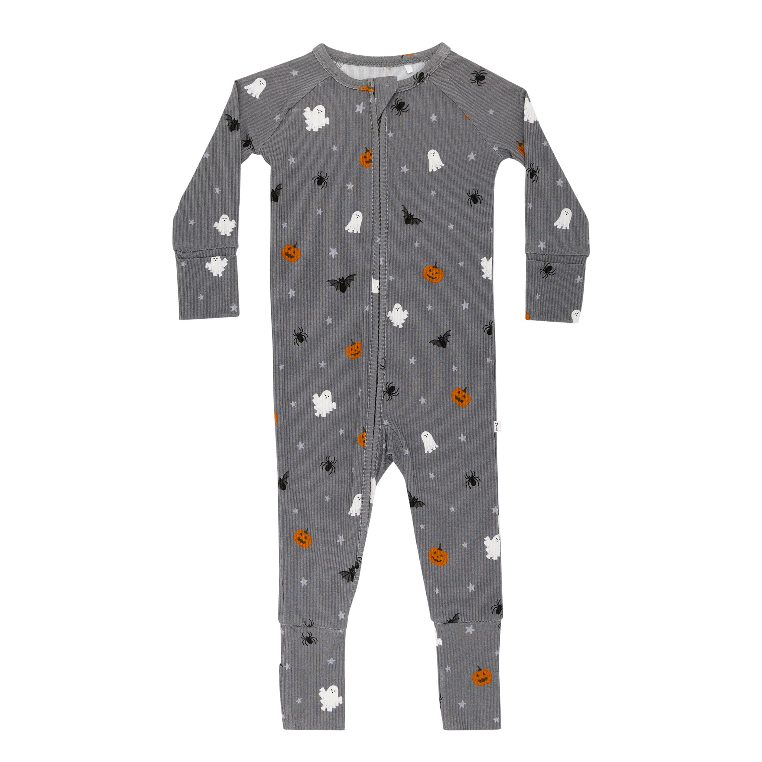 Halloween Boo Crew Small Ribbed Zip Romper