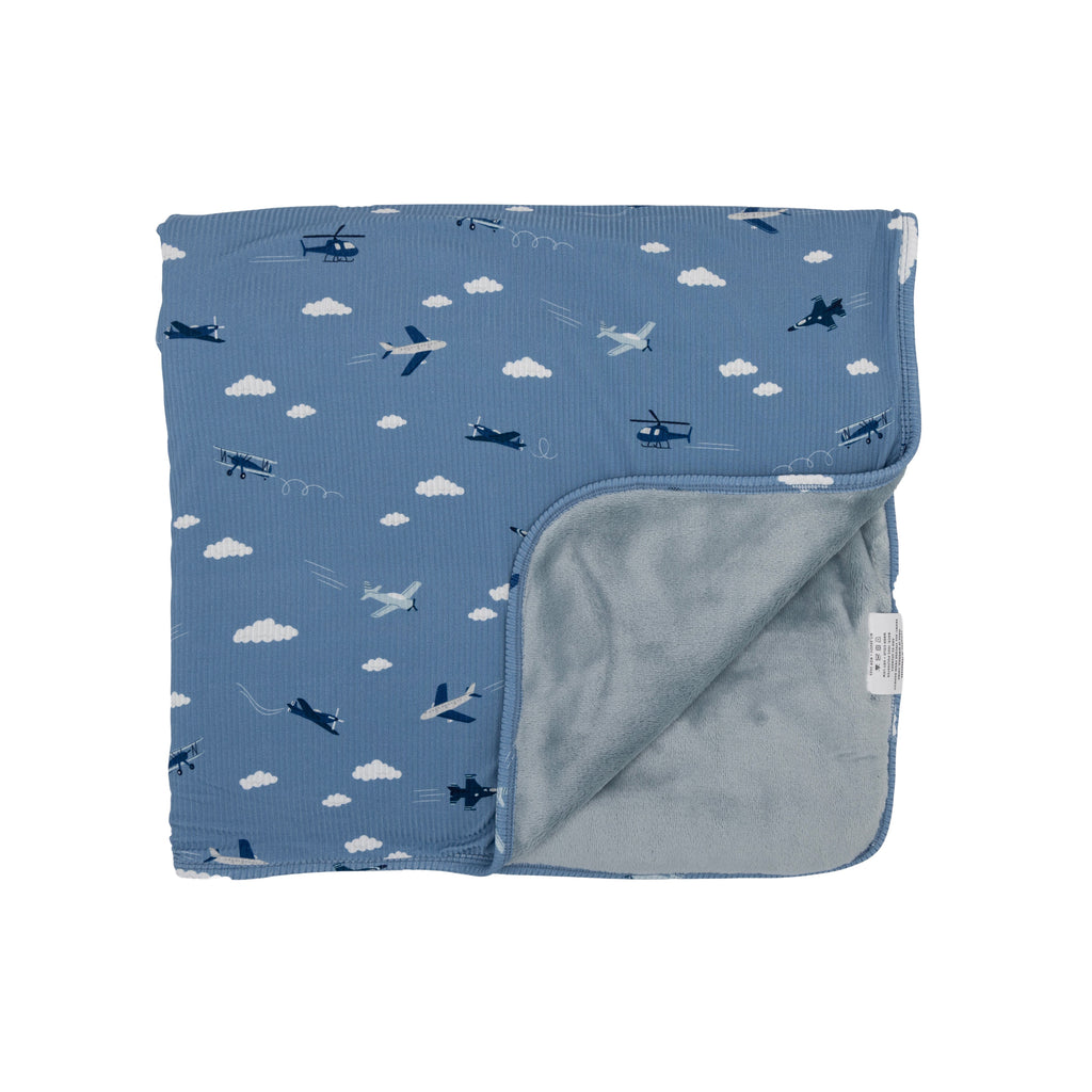 Take Flight Blue Small Ribbed Toddler Blanket