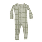Grid Sage Green Small Ribbed Zip Romper