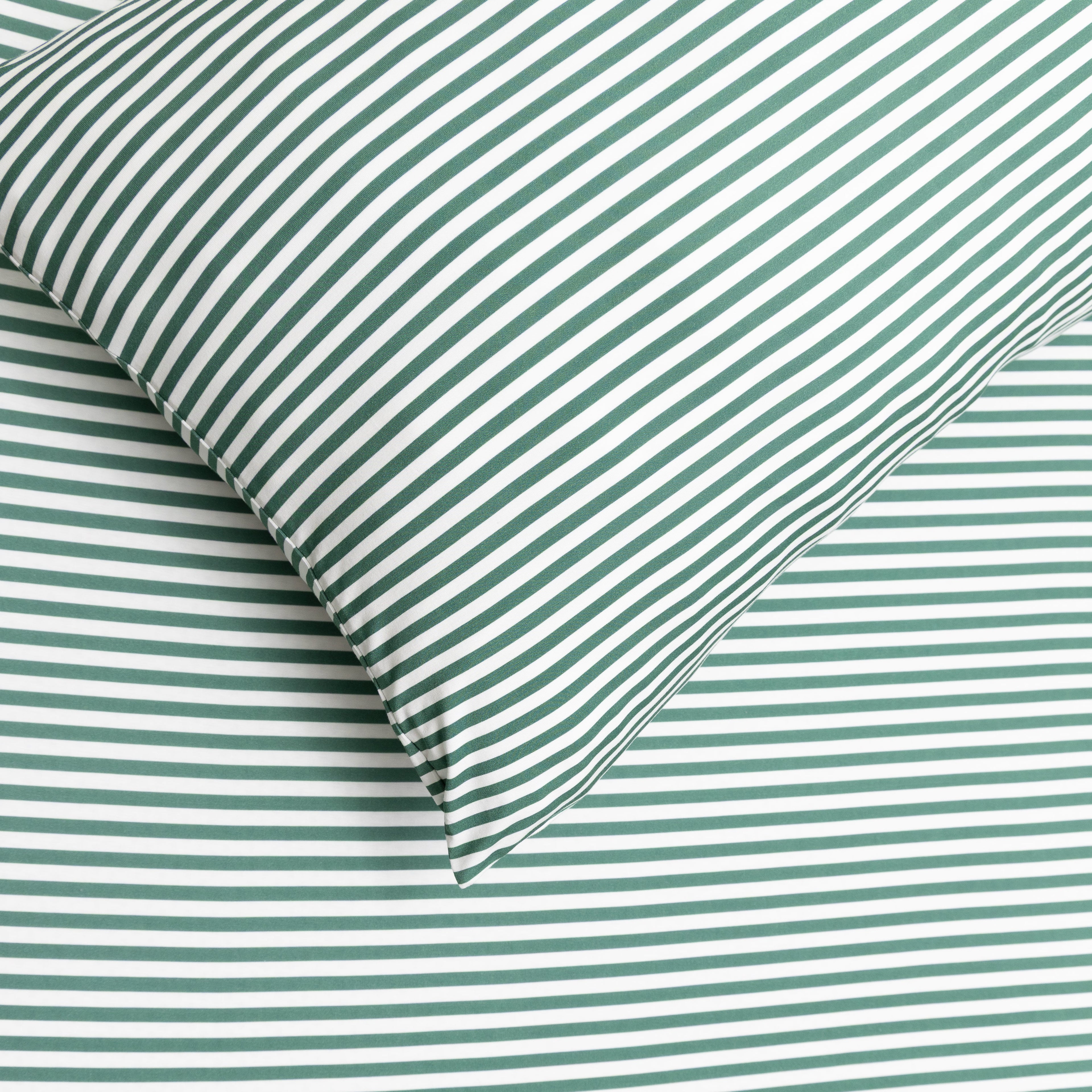 Eucalyptus Green Stripe Twin Sheet With Pillow Case