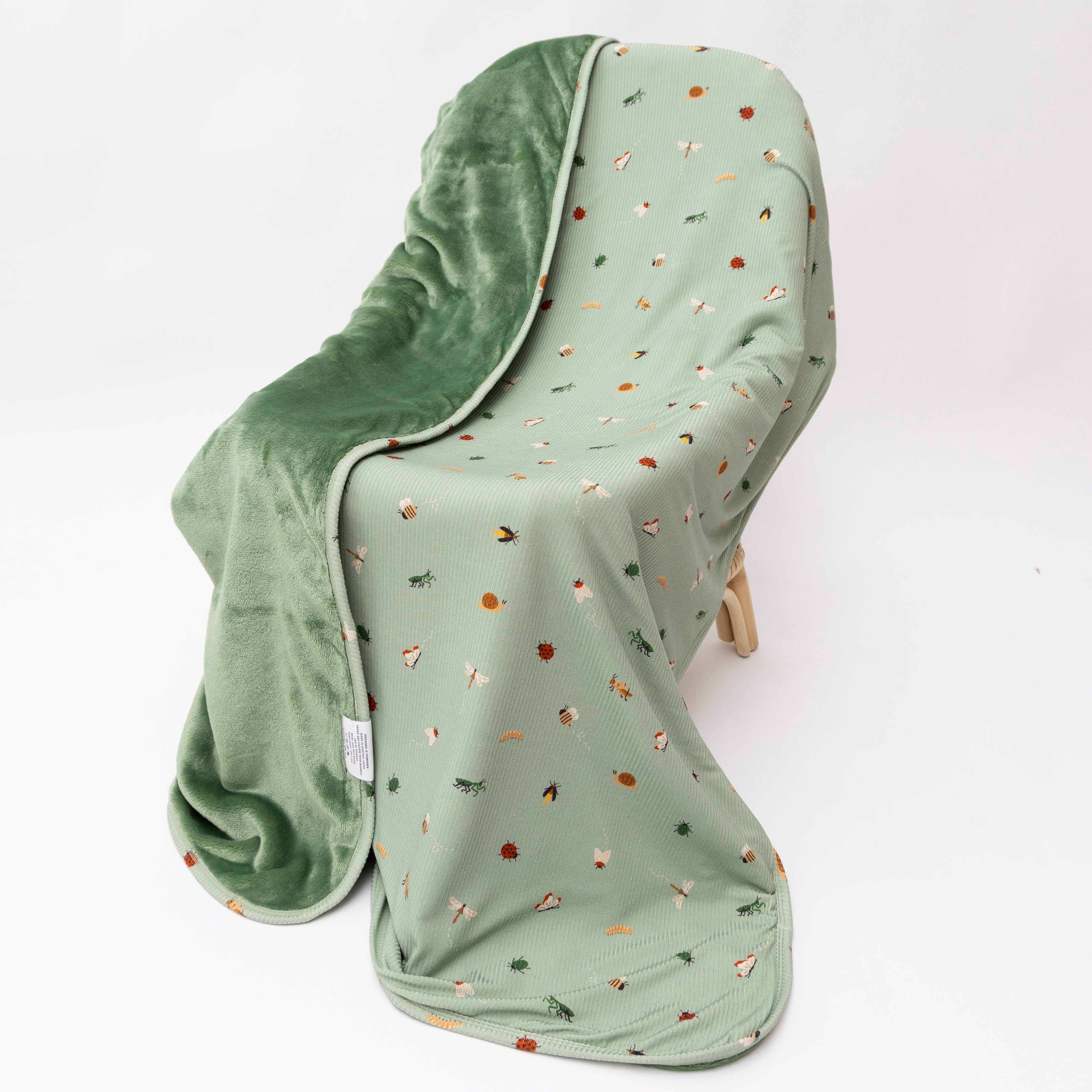 Backyard Bugs Small Ribbed Toddler Blanket