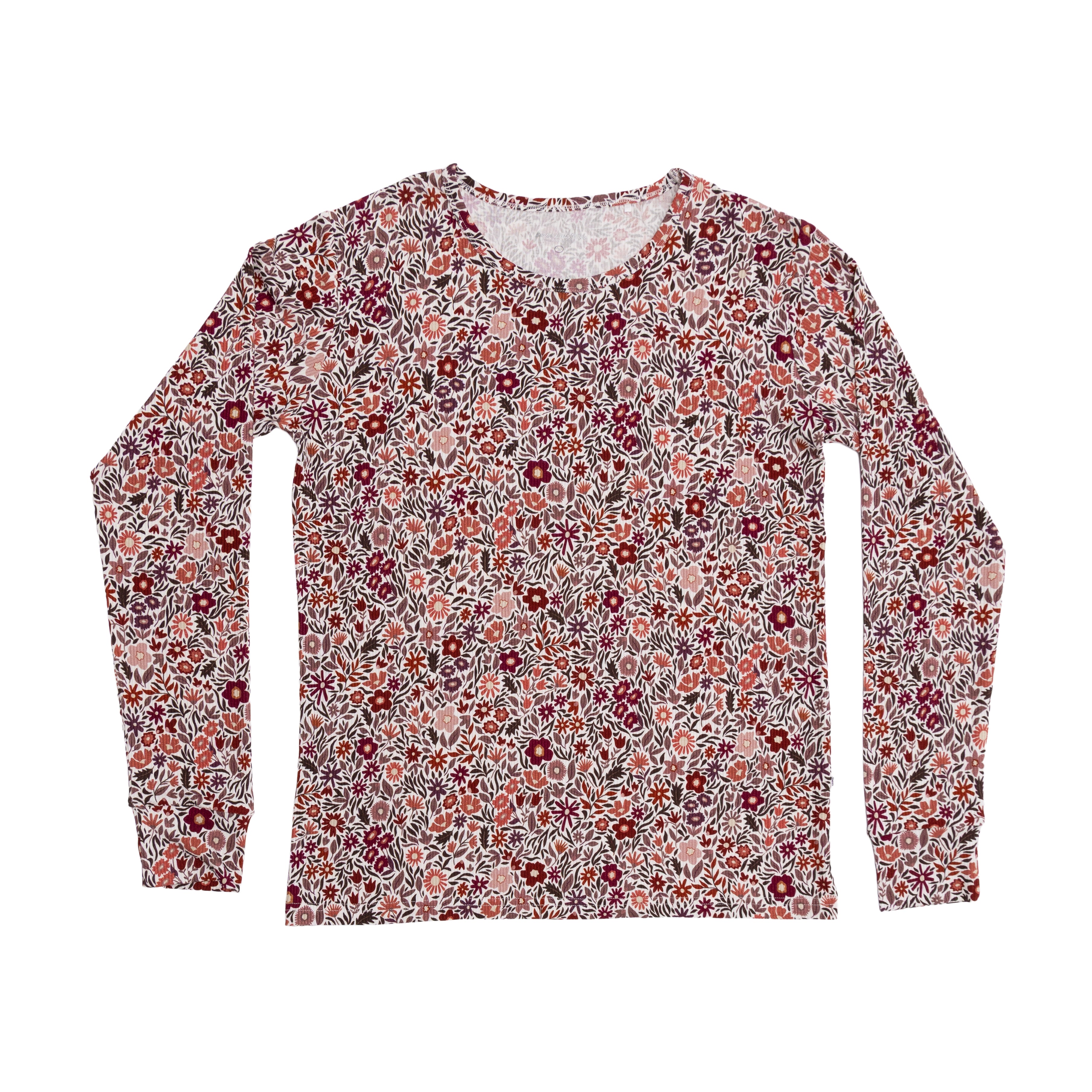 Fall Blooms Small Ribbed Women's Long Sleeve Top