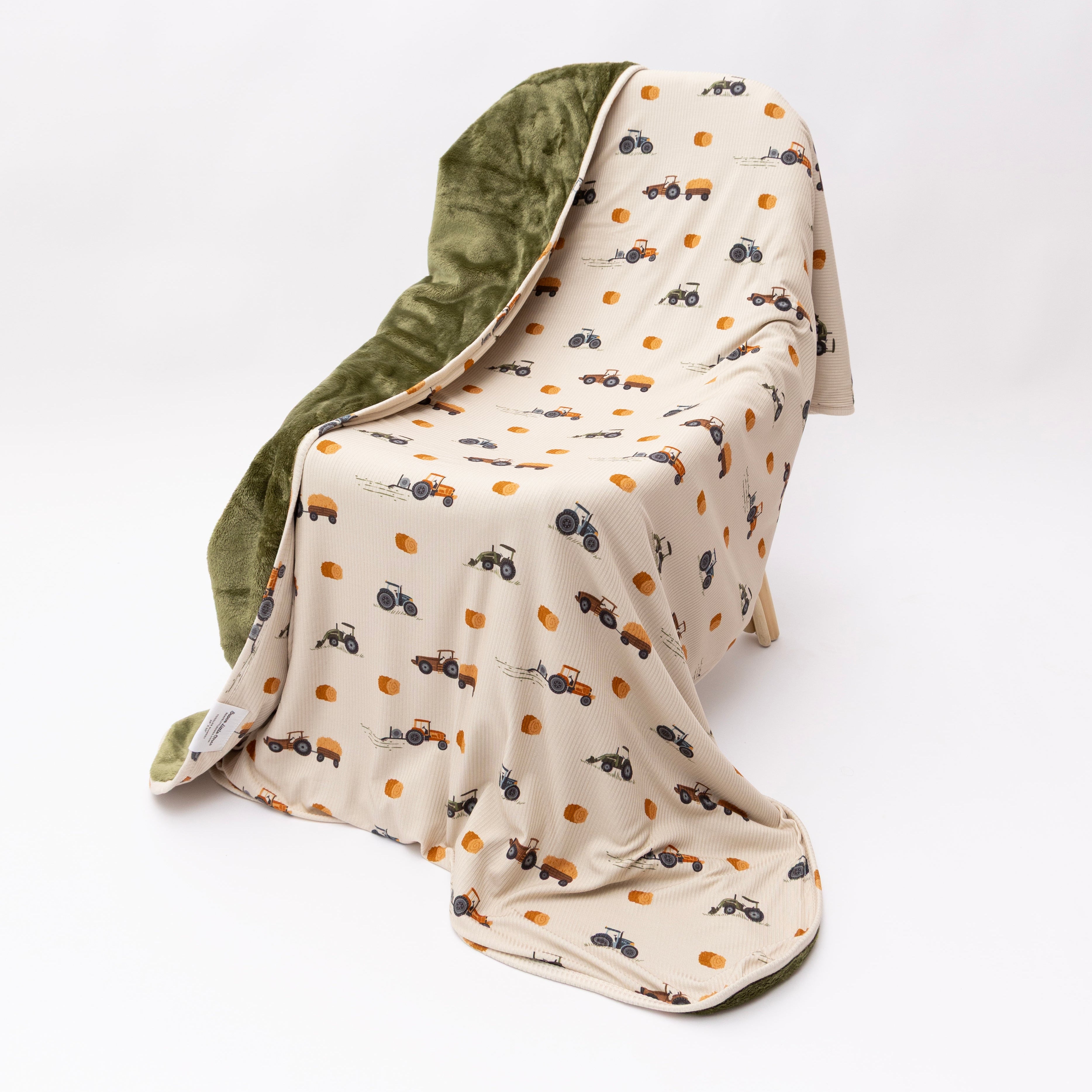 Tractors Small Ribbed Toddler Blanket