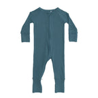 Midnight Teal Small Ribbed Zip Romper