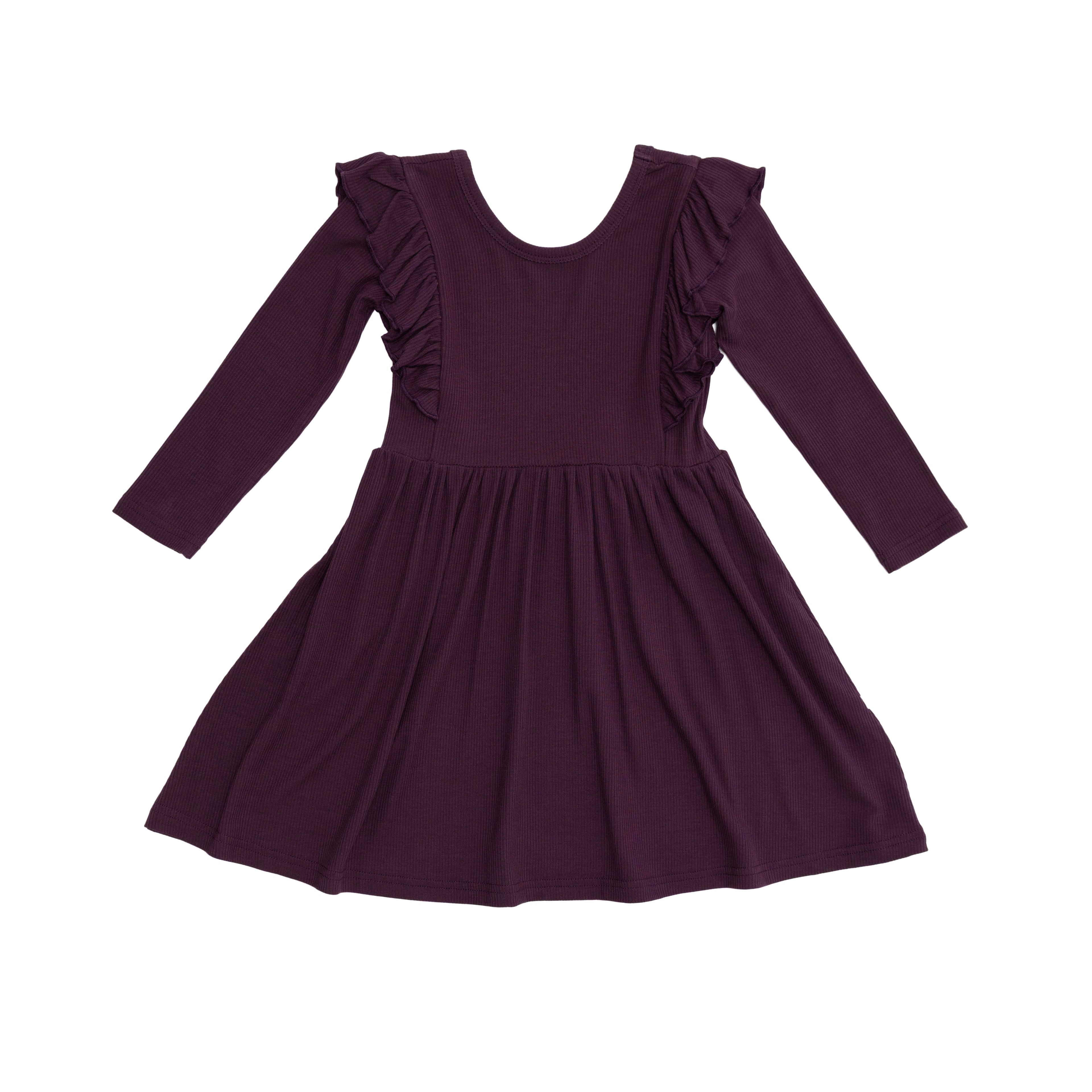 Mulberry Small Ribbed Ruffle Long Sleeve Dress