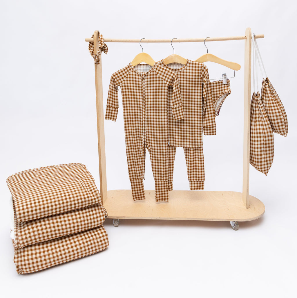 Caramel Small Gingham Two-Piece Set