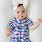 Vintage Cherries Small Ribbed Summer Zip Romper