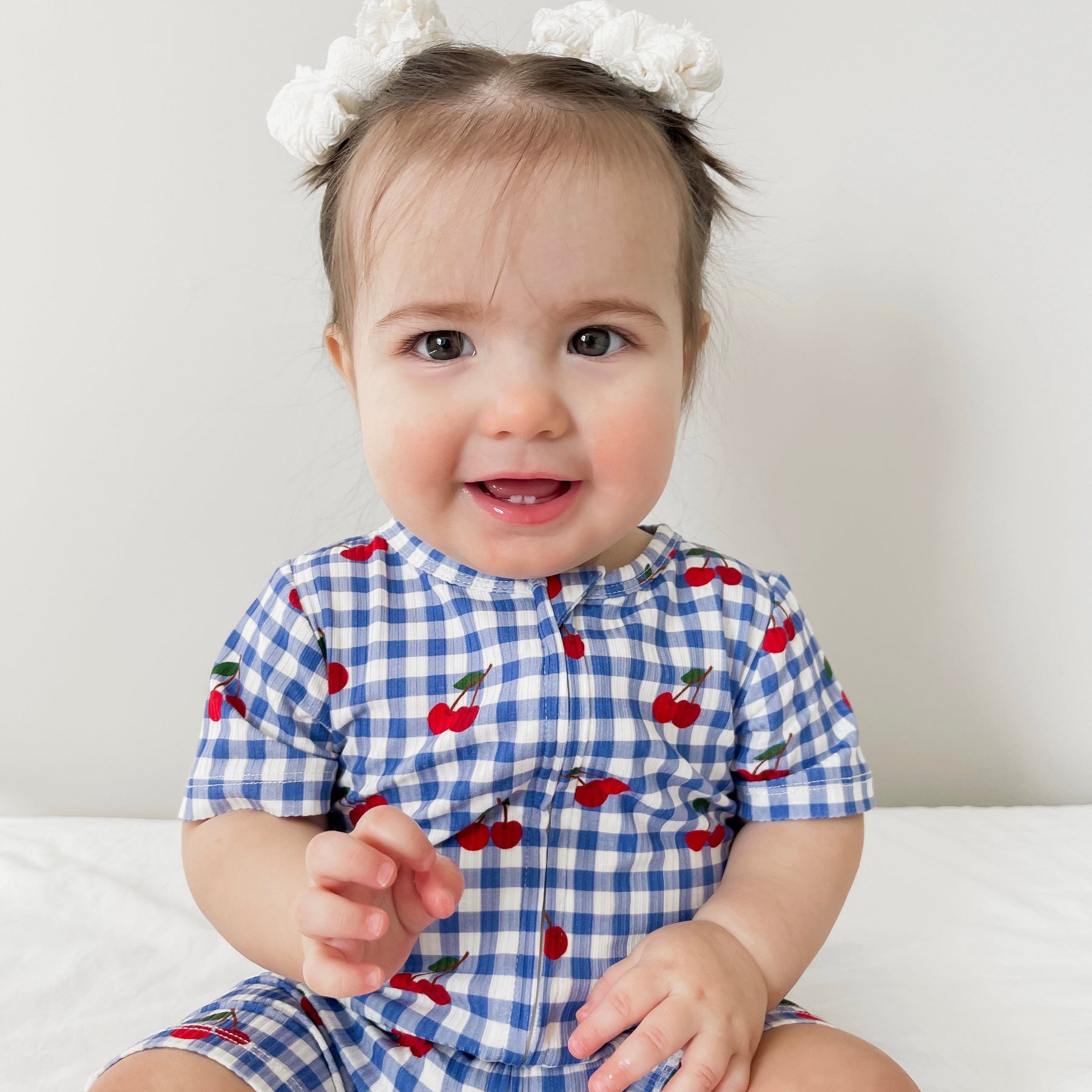 Vintage Cherries Small Ribbed Summer Zip Romper