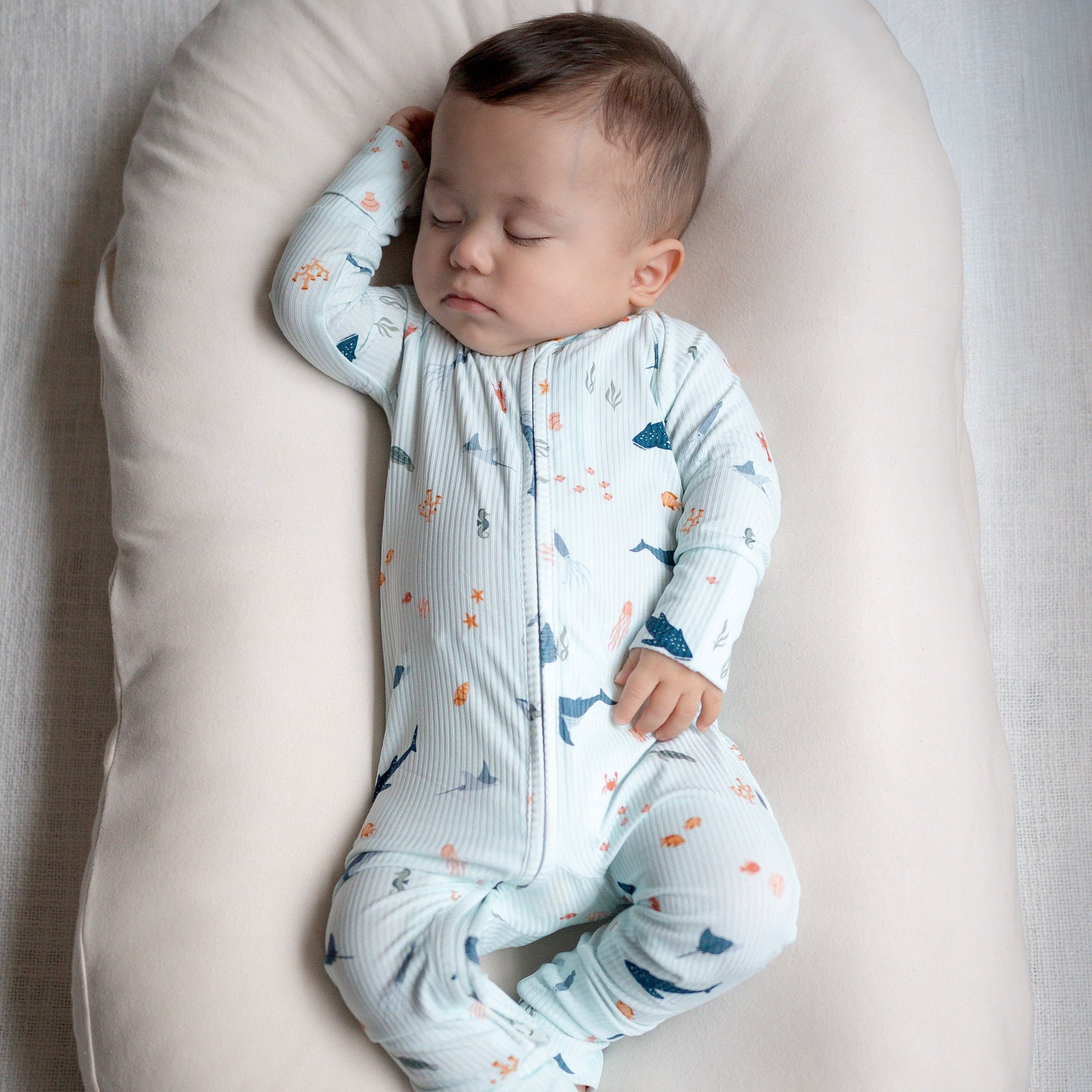 Under The Sea Small Ribbed Zip Romper