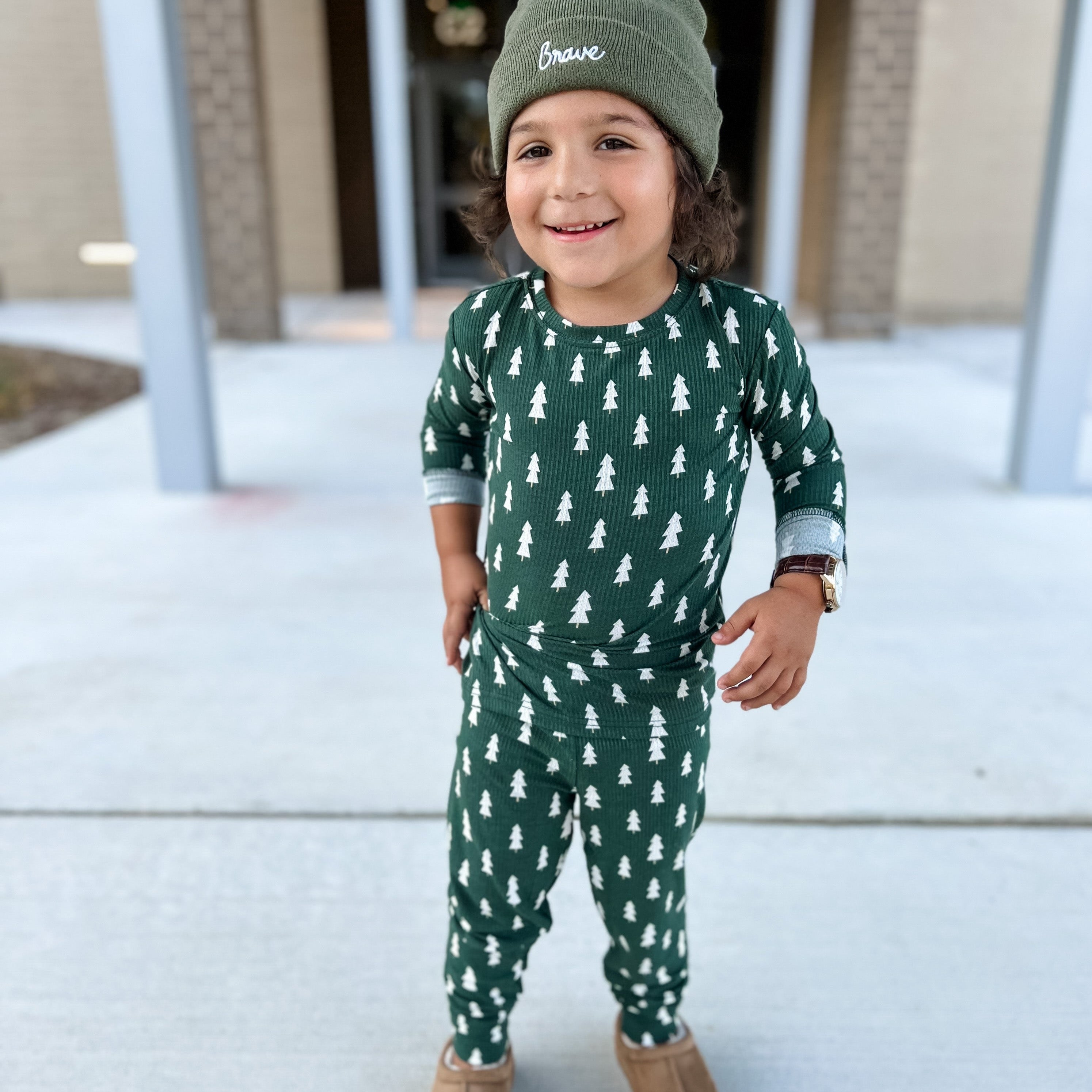 Christmas Trees Small Ribbed Two-Piece Set