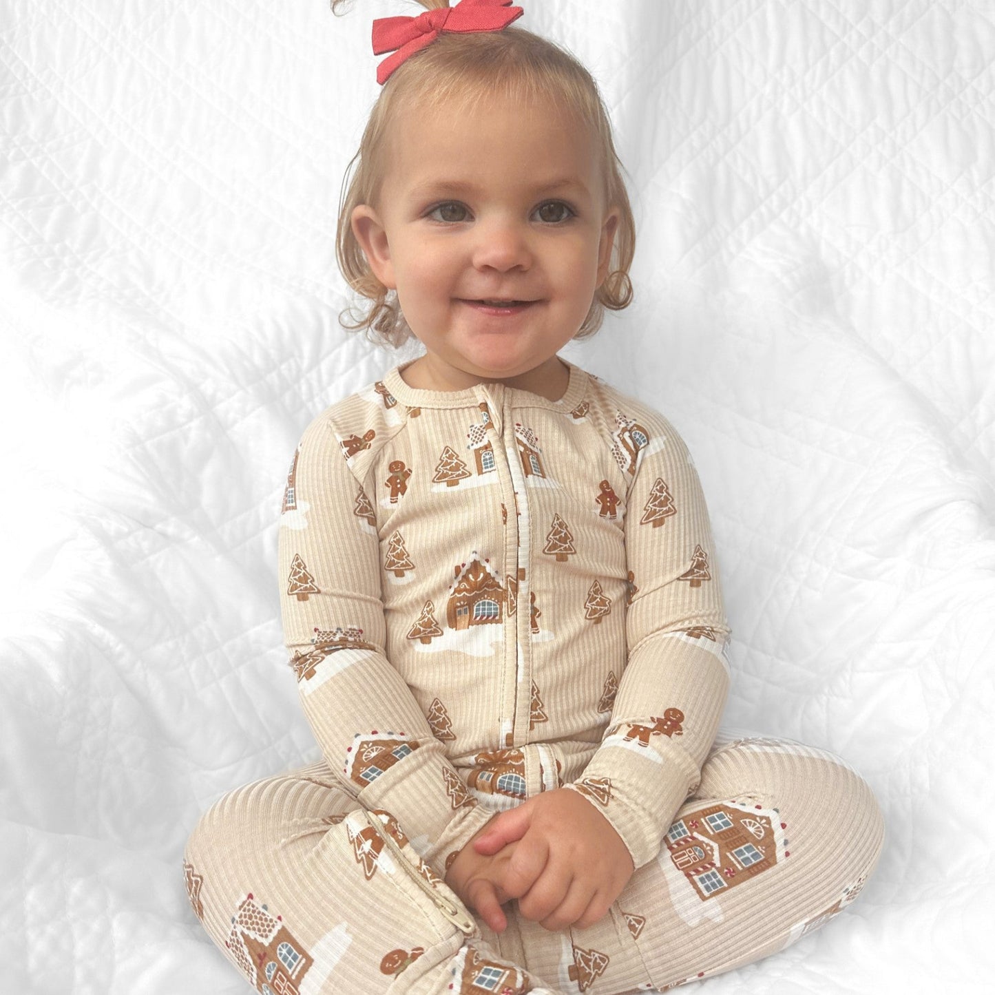 Gingerbread Small Ribbed Zip Romper