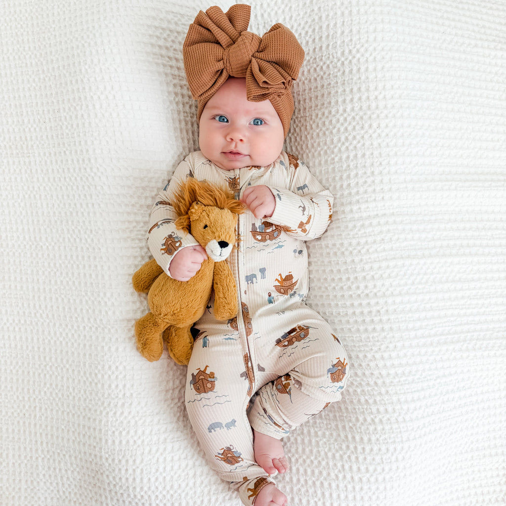 Noah's Ark Small Ribbed Zip Romper