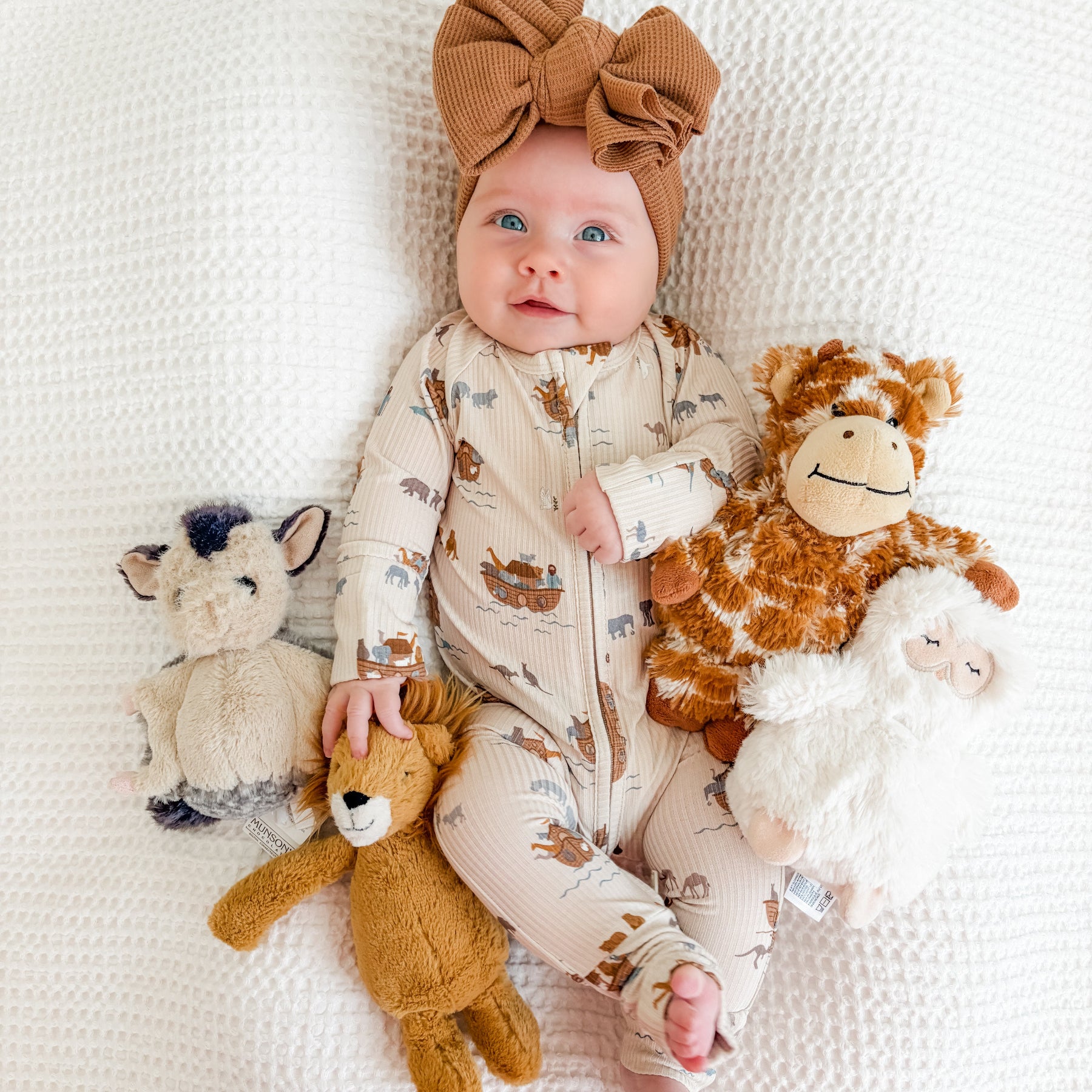 Noah's Ark Small Ribbed Zip Romper