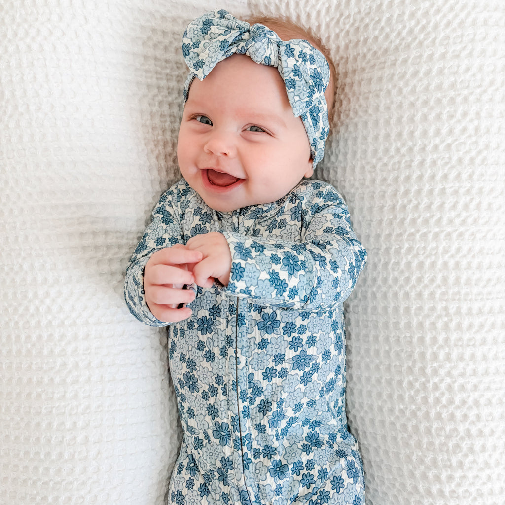 Bluebell Blossoms Small Ribbed Bow