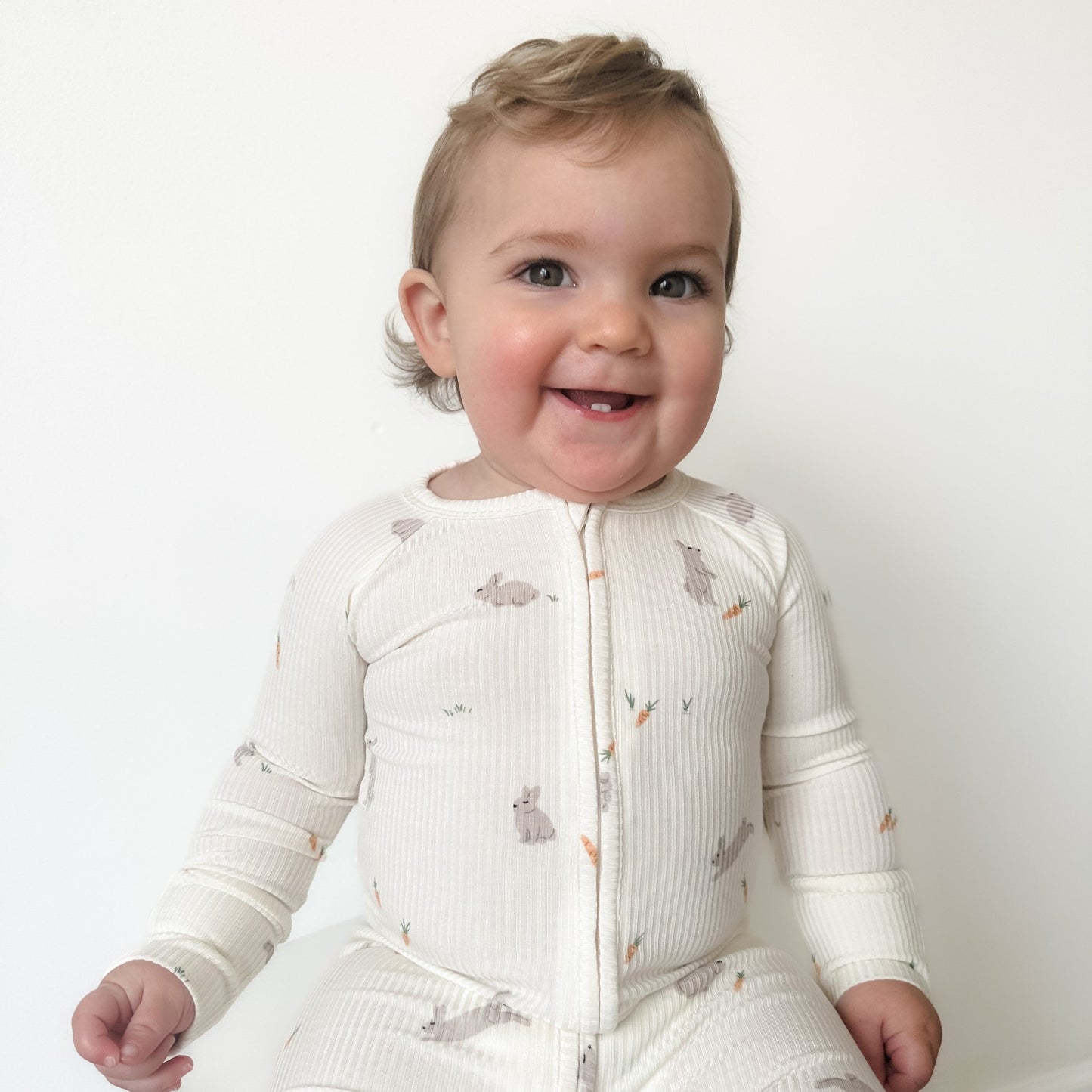 Bunnies Small Ribbed Zip Romper