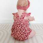 Mauve Floral Small Ribbed Flutter Sleeve Romper