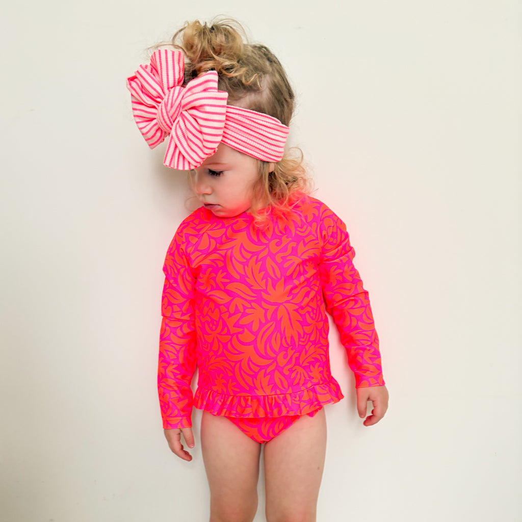 Neon Pink Tropical Tango Two-Piece Bathing Suit