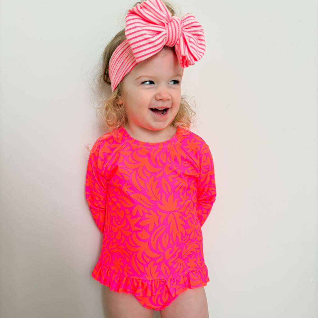 Neon Pink Tropical Tango Two-Piece Bathing Suit