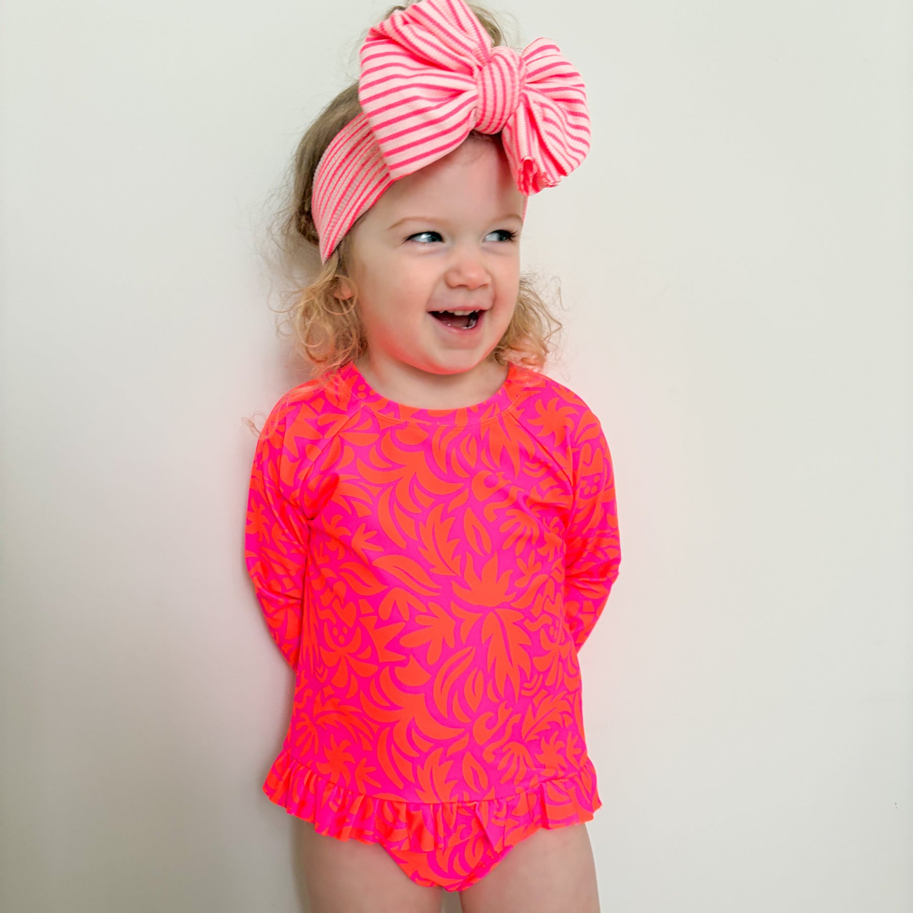 Neon Pink Tropical Tango Two-Piece Bathing Suit