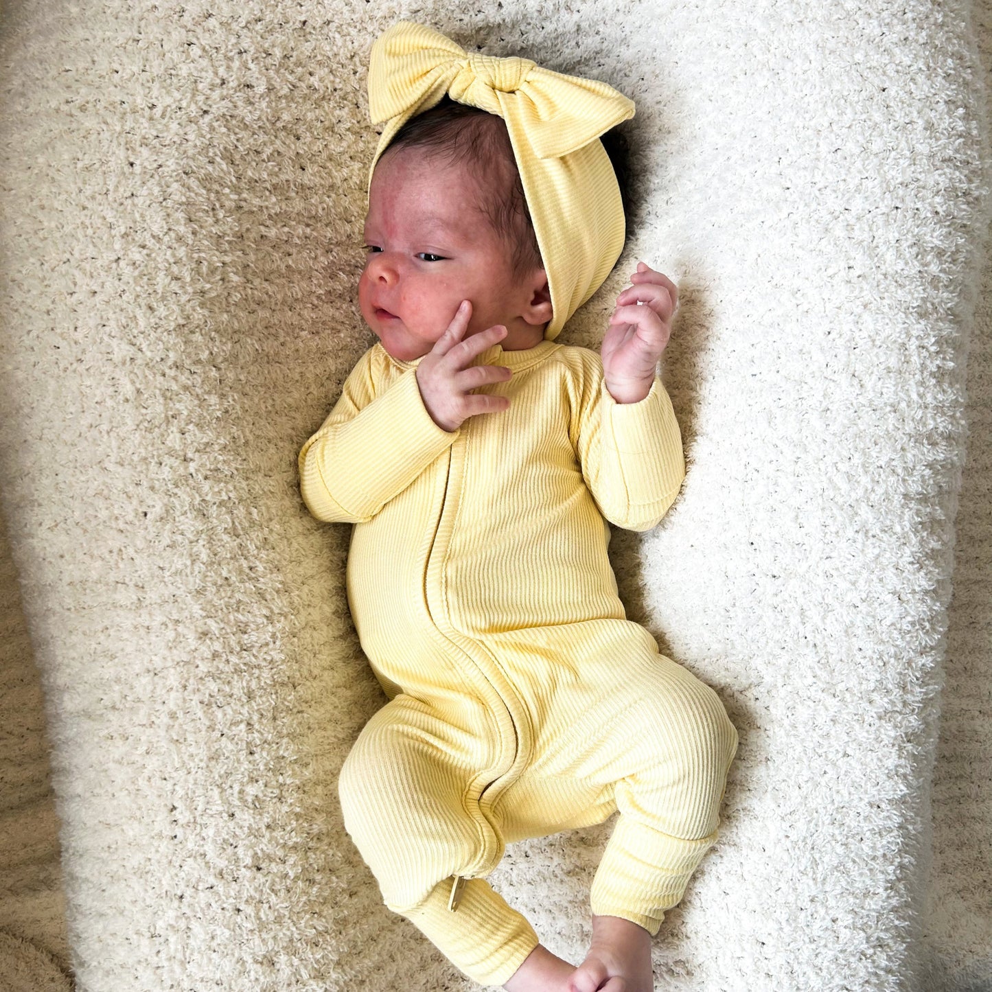 Lemon Yellow Small Ribbed Zip Romper