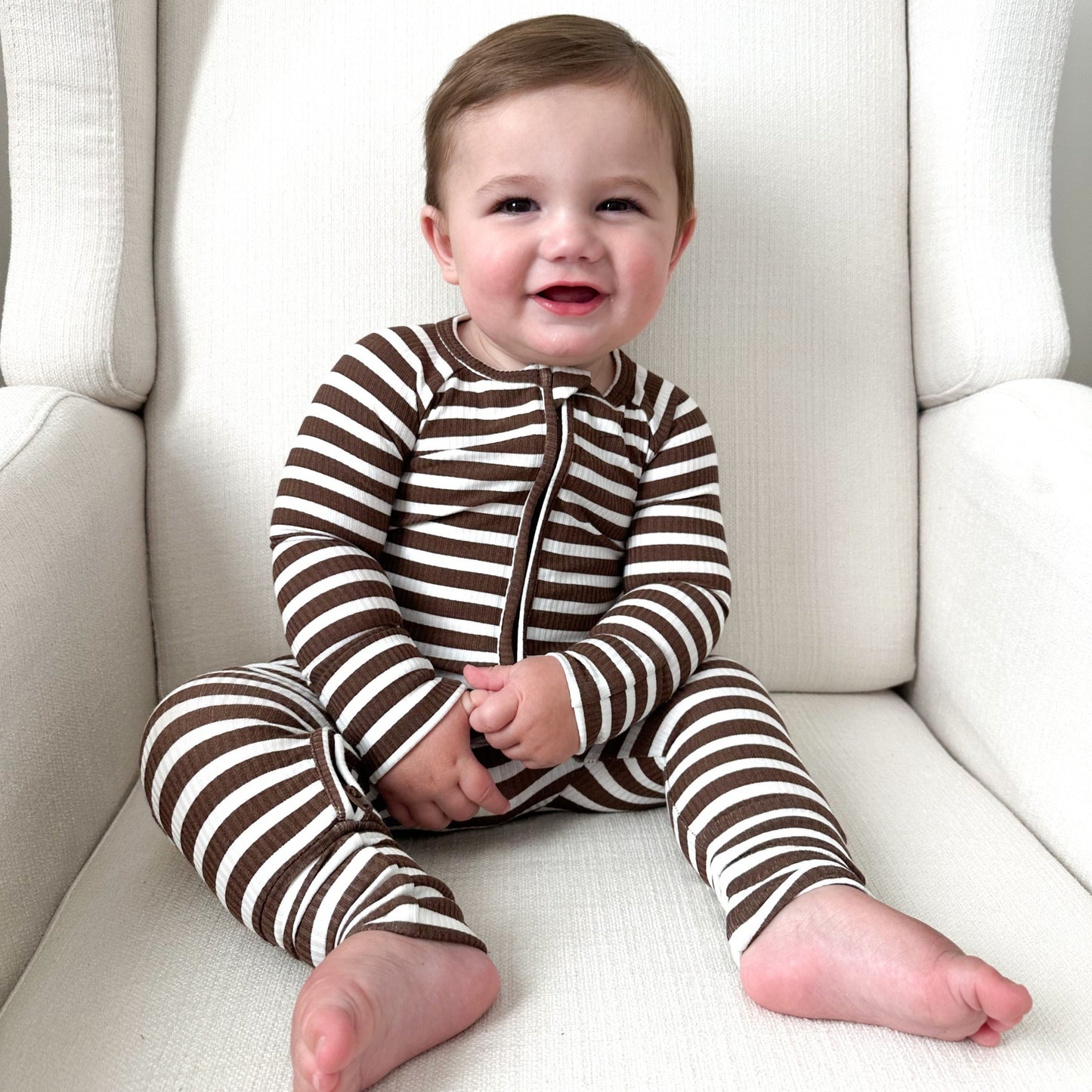 Pinecone Big Stripe Ribbed Zip Romper