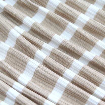 Tan Wide Stripe Small Ribbed Adult Blanket