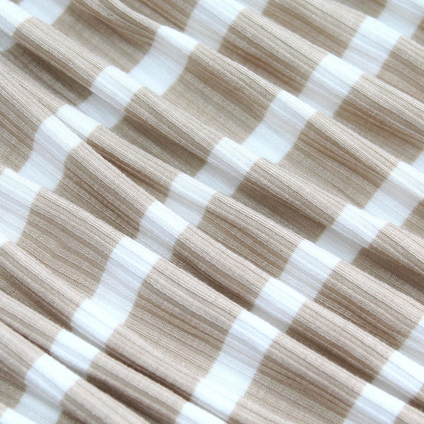Tan Wide Stripe Small Ribbed