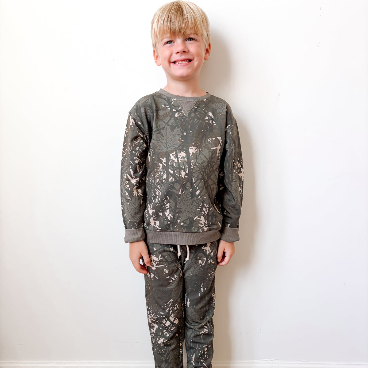 Woodland Camo Bamboo French Terry Pullover & Jogger Set