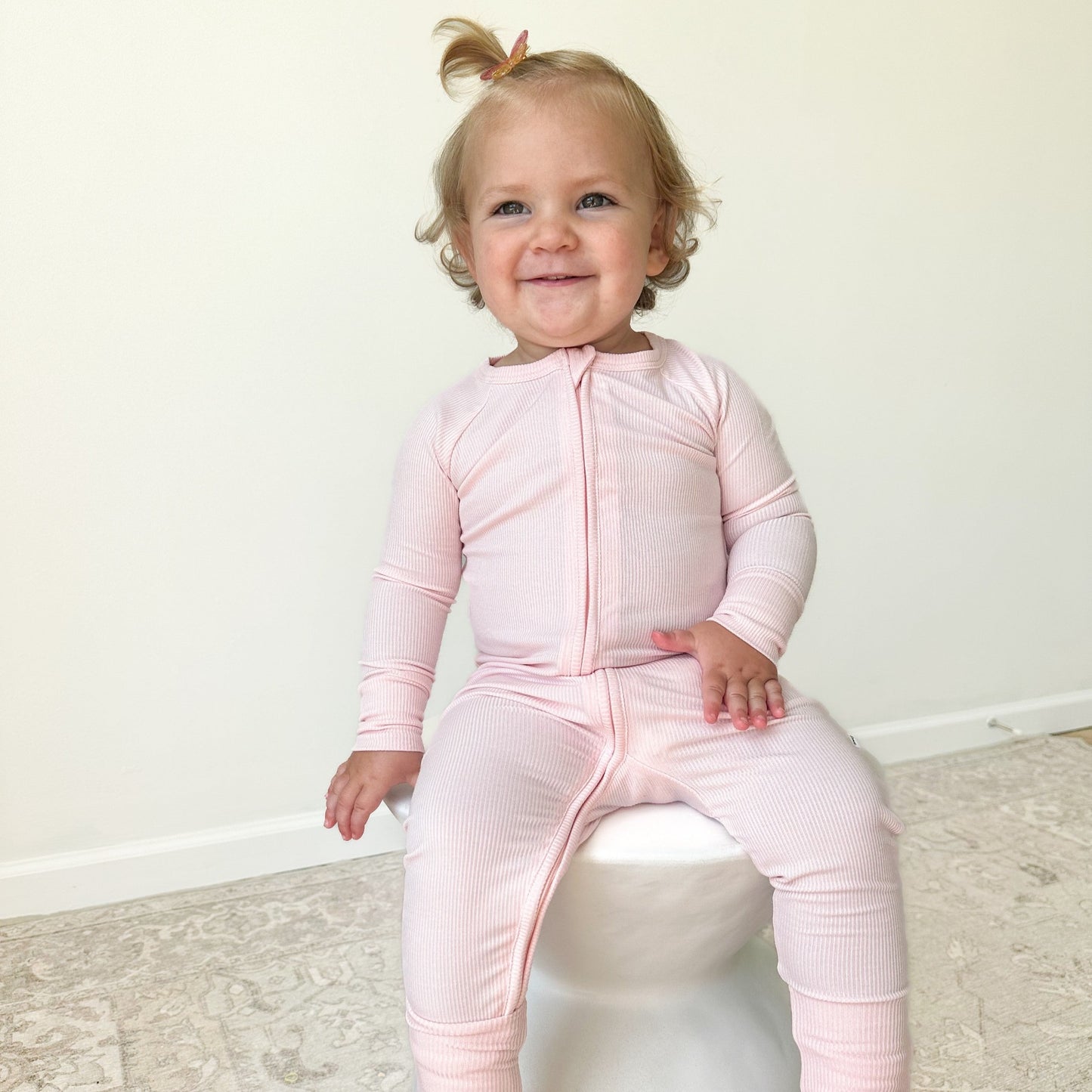 Ballet Pink Small Ribbed Zip Romper