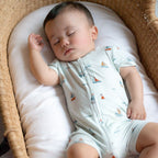 Nautical Boats Small Ribbed Summer Zip Romper