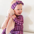 Plum Gingham Small Ribbed Zip Romper