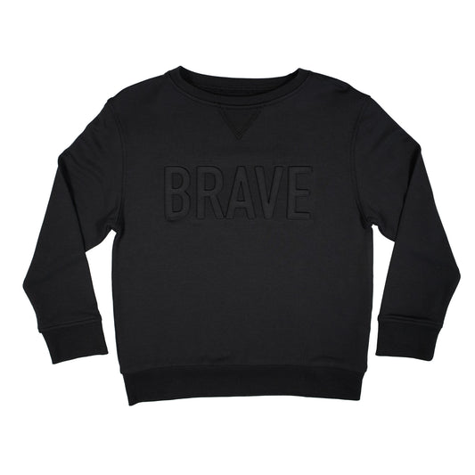 Jet Black with Embossed Brave French Terry Pullover