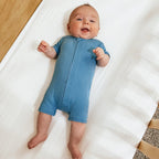 Poolside Blue Small Ribbed Summer Zip Romper